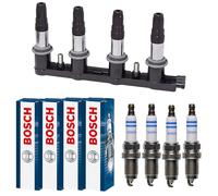 Nty Bobina Accensione + 4x Bosch Candela per Peugeot 206 Hatchback 2A/C 1.4i