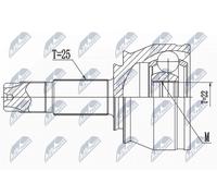 NTY NPZ-CT-024 Kit giunti semiasse adatto per PEUGEOT BIPPER (AA) BIPPER Tepee