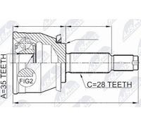 NTY NPZ-DW-026 Kit giunti semiasse per HONDA CIVIC VII Hatchback (EU, EP, EV)