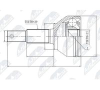 NTY NPZ-NS-084 Kit giunti semiasse per RENAULT KOLEOS (HY) Anteriore Dx