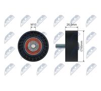 NTY RNK-CT-053 Rullo tenditore, Cinghia Poly-V per CITROËN,PEUGEOT