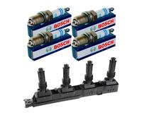 Nty Set Bobina + 4x Bosch Candela per Opel Corsa D S07 1.2 1.4 Meriva L48