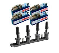 Nty Set Bobina Accensione + 4x Bosch Candela per Chevrolet Aveo Hatchback T250