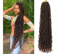 Nu Locs #T1B/30 - 1 confezione di capelli finti all'uncinetto, 91,4 cm, ondulati all'uncinetto, trecce corte all'uncinetto (20 radici/confezione)