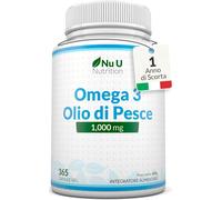 Nu U Nutrition Omega 3 Olio Di Pesce 1000Mg Alto Dosaggio 365 Compresse Softgels