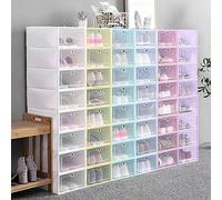NUACOS Scatole Scarpe Impilabili Porta Scatole Scarpe Trasparenti Scatole Porta Scarpe Plastica Salvaspazio, Contenitori Portascarpe con Coperchi per Donna/Uomo,Bianca,20 PCS