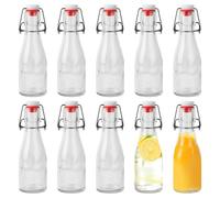 Nuangoo Set da 10 Bottiglie in Vetro da 150ml con Tappo Ermetico,Bottiglie Vetro,Bottiglie Riutilizzabili Bottiglie Vuote per Birra, Olio, Succhi, Soda (150ML)
