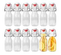 Nuangoo Set da 12 Bottiglie in Vetro da 100ml con Tappo Ermetico,Bottiglie Vetro,Bottiglie Riutilizzabili Bottiglie Vuote per Birra, Olio, Succhi, Soda (100ML)