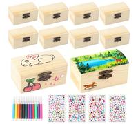 Nuangoo Set di 10 scatole del tesoro per feste di compleanno per bambini, mini scatola del tesoro con matite colorate e adesivi, per dipingere e fare lavoretti durante le feste di compleanno
