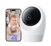 NUASI 24/7 Registrazione 4G LTE Telecamera Interno con SIM, 2K Videocamera Interno 4g, 360° PTZ Videocamera Sorveglianza Interno con Visione Notturna a Colori, Rilevamento Movimento, Audio 2 Vie