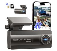 NUASI 4G LTE Dash Cam Telecamera per Auto Anteriore e Posteriore 2K/1080P, con 24/7 Modalità Parcheggio, GPS, OBD, Sensore G, APP Alert, Visione Notturna, Audio Bidirezionale, Scheda SD 32GB Inclusa
