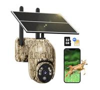 NUASI 4G LTE Fotocamera da Caccia Solare, 2K PTZ Fototrappola con SIM Scheda, Telecamera Esterna con Pannello Solare e APP,Rilevamento PIR, Visione Notturna a Colori, Audio a 2 Vie