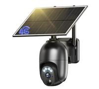 NUASI 4G LTE Telecamera Esterno con SIM e Pannello Solare, 2K 360° PTZ Telecamere Senza Fili con Batterie, Visione Notturna a Colori, Audio Bidirezionale, PIR Rilevamento, IP66