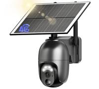 NUASI 4G LTE Telecamera Esterno con SIM e Pannello Solare, 2K 360° PTZ Telecamere Senza Fili con Batterie, Visione Notturna a Colori, Audio Bidirezionale, PIR Rilevamento, IP66