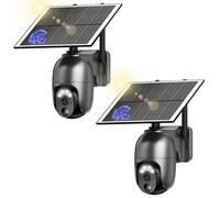 NUASI 4G LTE Telecamera Solare Esterno con SIM 2K HD PTZ Senza Fili 2 Pezzi
