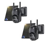 NUASI 4G Telecamera Esterno con SIM【2 Pezzi】, 2K HD 360° PTZ Telecamere Senza Fili con Pannello Solare, Visione Notturna Colori, Rilevamento Movimento, Audio Bidirezionale, IP66