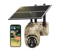 NUASI Fotocamera da Caccia 4G con SIM, 2K Telecamera Esterna con Pannello Solare e APP, 360° PTZ Fototrappola Infrarossi Invisibili, Visione Notturna a Colori, Audio a 2 Vie, Rilevamento Animali, IP66