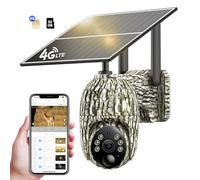 NUASI Fototrappola con SIM, 4G LTE Fotocamera da Caccia con Scheda di memoria, 2K Video Telecamera Esterna con Pannello Solare, Visione Notturna a Colori, Audio a 2 Vie, Rilevamento PIR, IP66, 360°