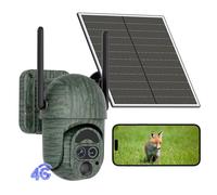 NUASI Fototrappola con SIM e Pannello Solare, Fototrappola 4G con Doppia Lente, 12X ZOOM, Telecamera con SIM 4g da Esterno, Visione Notturna, Rilevamento PIR, PTZ 360, Impermeabile IP66
