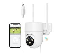 NUASI Telecamera di sorveglianza 4G LTE, per esterni, con scheda SIM, 2K PTZ IP senza Wi-Fi, con visione notturna a colori, riconoscimento personale AI e audio a 2 vie, impermeabile IP66, nero