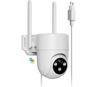 NUASI Telecamera IP 4G LTE 2K PTZ senza Wi-Fi con scheda SIM, telecamera di sorveglianza esterna con visione notturna a colori, riconoscimento personale AI bianco, telecamera di sorveglianza e audio a