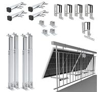 NuaSol Staffe Balcone per Pannello Solare | Supporto Fotovoltaico Ringhiera | Set staffe per ringhiera balcone | 2 pannelli solari + inverter | rettangolare | angolo 0° & 25-45° | regolabile