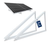 NuaSol Supporto per pannello solare PV 46 pollici/118 cm | Set di 2 supporti per pannello solare da balcone in alluminio | tetto piatto PV regolabile 0-90° | con materiale di montaggio | argento