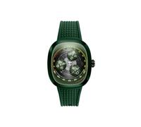 Nubeo Orologio da uomo 46 mm Tri-Star Orbit Automatic Limited Edition con cinturino in gomma NB-6116, Oliva Orbitale