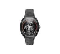 Nubeo Orologio da uomo 46 mm Tri-Star Orbit Automatic Limited Edition con cinturino in gomma NB-6116, Starlit Nero, Cinturino