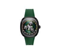 Nubeo Orologio da uomo 46 mm Tri-Star Orbit Automatic Limited Edition con cinturino in gomma NB-6116, Verde Nebulosa