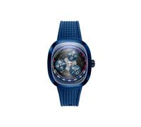 Nubeo Tri-Star Orbit NB-6116 - Orologio automatico da uomo con cinturino in gomma, 46 mm, Cinghia
