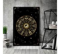 Nuboxx Poster con ruota dello zodiaco, 12 segni zodiacali astrologia, costellazioni, mappa astrologica, poster vintage, 15,2 x 20,3 cm
