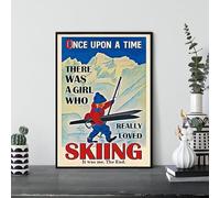 Nuboxx Poster vintage con scritta "Once Upon A Time Skiing There Was A Girl Who Really Loved Skiing" (lingua italiana non garantita)