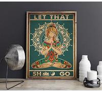 Nuboxx Targa in metallo con scritta "Let That Shit Go Yoga" da parete per yoga yoga yoga decorazione chakra, poster per amanti dello yoga, regalo per amanti dello yoga, meditazione, 20,3 x 30,5 cm