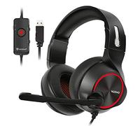 NUBWO Cuffie da gioco USB N11U con stereo audio surround 7.1, cuffie USB con microfono con cancellazione del rumore e luce RGB, compatibili con PC, console PS4, laptop - ROSSO