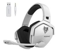 NUBWO G06 - Cuffie da gioco con microfono per PS5, PS4, PC, mobile: 2,4 GHz wireless + Bluetooth, batteria da 100 ore, driver da 50 mm, bianco