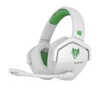 NUBWO G06 Cuffie Gaming per PC/Ps5/Ps4/NS,2,4GHz Wireless+5.3 Bluetooth,Cuffie Wireless con Microfono 7.1 Qualità Audio Senza Perdita di Bassa Latenza,Durata di Oltre 100+ Ore - Bianco/Verde