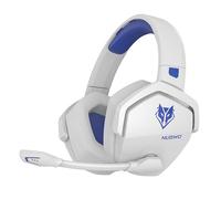 NUBWO G06 Cuffie Gaming Wireless per PC/Ps5/Ps4/NS,2,4GHz+5.3 Bluetooth,Cuffie Wireless con Microfono 7.1 Qualità Audio Senza Perdita di Bassa Latenza,Durata di Oltre 100+ Ore - Bianco/Blue