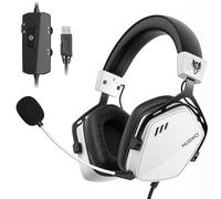 NUBWO HG03 - Cuffie da gioco USB con audio surround 7.1 e FPS, cuffie cablate con microfono a cancellazione del rumore, design confortevole per PC, laptop, colore bianco