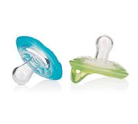 Nûby - 2 Natural Flex™ Dummies Cherry Shape - Green & Aqua - 0-6 Months