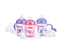 Nuby 3 pezzi Natural Touch 3 fasi collo largo dimensioni seno bottiglia a tazza, ragazza