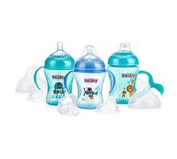 Nuby 3 pezzi Natural Touch 3 Stage collo largo dimensione seno bottiglia a tazza, ragazzo