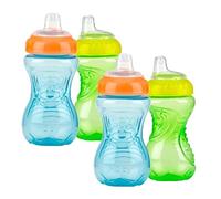 Nuby 4 bicchieri anti-fuoriuscita, facili da impugnare, 283,5 g (azzurro/verde chiaro)