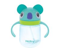 Nuby Bicchiere con cannuccia in silicone anti-fuoriuscita, con cannuccia a 360°, per bambini da 1 anno in su, motivo: koala
