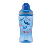 Nuby - Bicchiere Flip-It per bambini con cannuccia - Bottiglia per bere per neonati - Senza BPA - Blu - 360ml - 12+ mesi