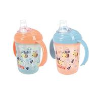 Nuby Borraccia in polipropilene (PP) Grip N Sip - Tazza antigoccia 240 ml / 8 once con doppio manico, lavabile in lavastoviglie e adatta al microonde, bicchiere adatto per 4 mesi Plus (api, confezione