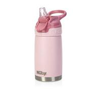 Nuby - Bottiglia in Acciaio Inox Flip-It Reflex da Viaggio - Bicchiere Antigoccia per Bambini con Chiusura di Sicurezza e Design Termico - Bottiglia da Viaggio per Bambini da 300ml - Colore Rosa