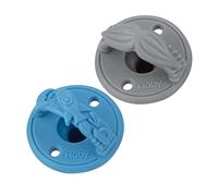 Nuby Ciucci 3-D Sili con manico morbido e due fori per aria di sicurezza, confezione da 2, 0+ mesi, astronave blu e baffi grigi