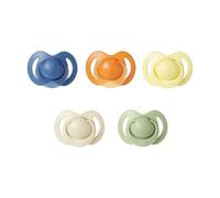 Nuby - Set di 5 tettarelle e succhietti ortodontici in morbido silicone | 3 modelli per il giorno e la notte | 2 fosforescenti | Senza BPA | Imitano il seno materno | 18-36 mesi