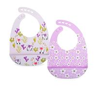 Nuby Confezione da 2 bavaglini regolabili in morbido silicone con paletta, fiori e lama